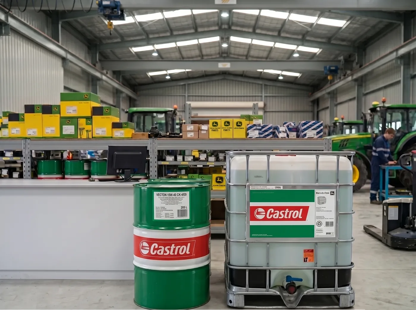 Castrol lubricant drums and bulk storage pods