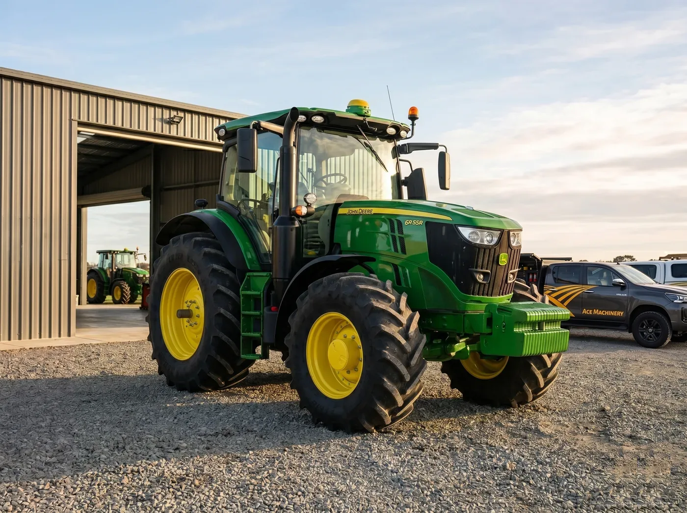 John Deere tractor ready for sale on the yard