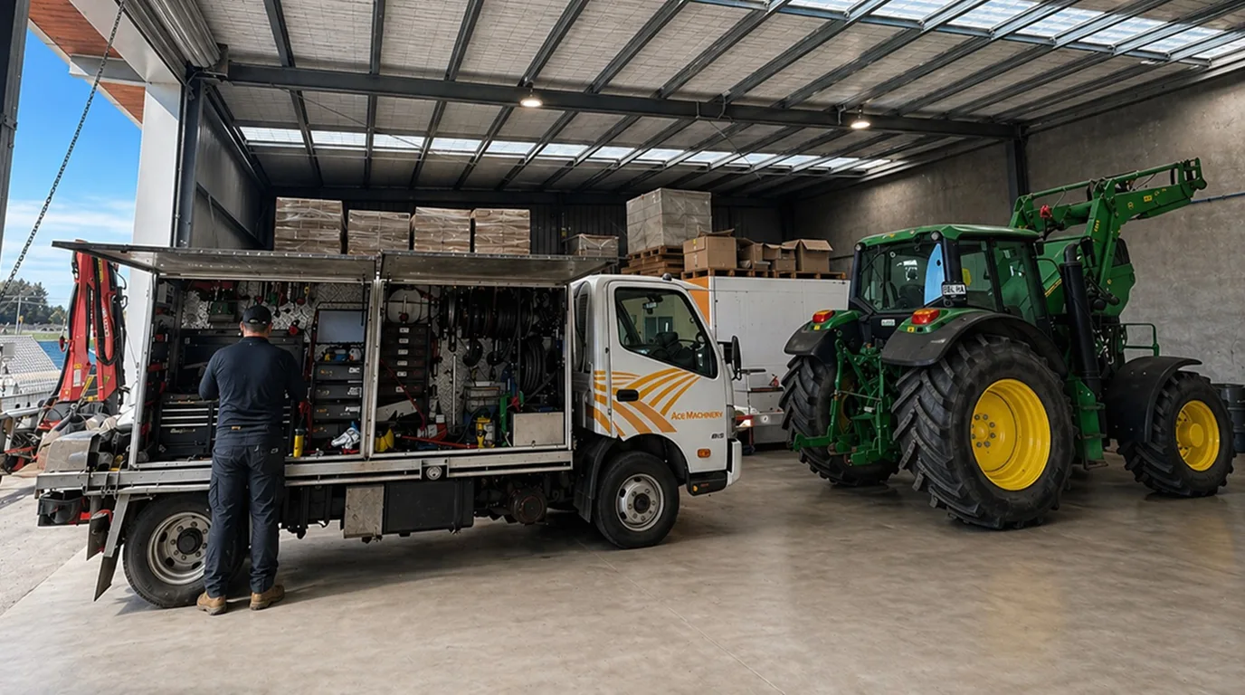 Modern Ace Machinery workshop with lifts and organised work bays